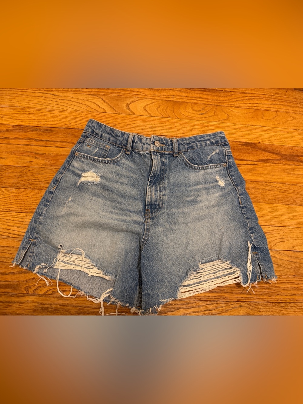 Zara Distressed Denim Cutoff Shorts — Size 8